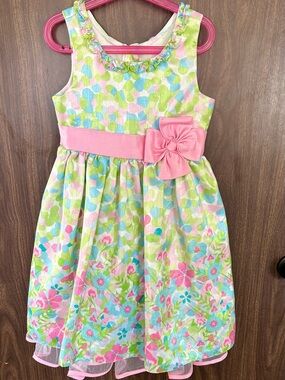 Beautiful Spring Summer Party Special Occasion Pastels Floral Lined Dress Sz 6X